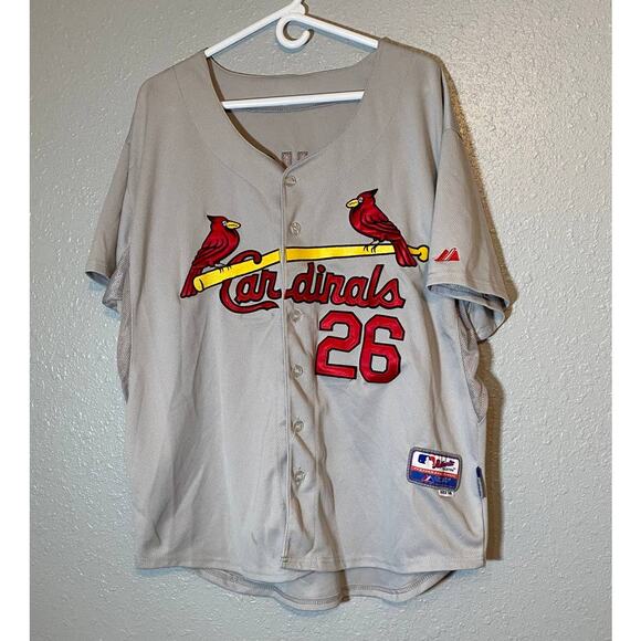 MLB Cool Base Cardinals 26 Lohse Baseball Majestic Size 50 2XL Jersey - Picture 1 of 8